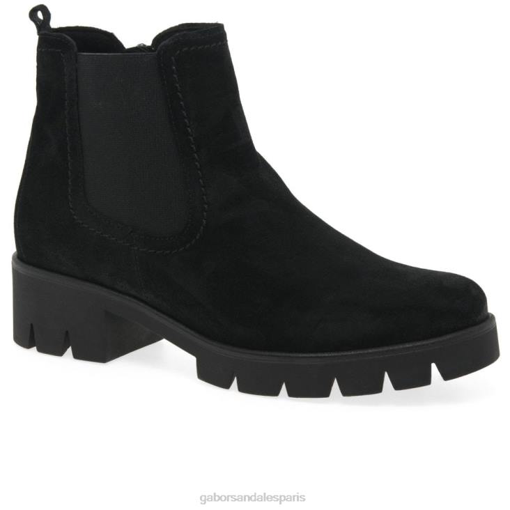femmes Gabor Suède noir bottines chelsea en daim bodo chaussure 4LHL219