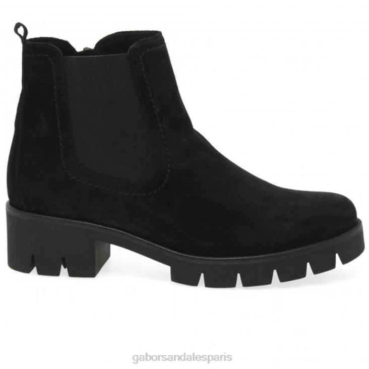 femmes Gabor Suède noir bottines chelsea en daim bodo chaussure 4LHL219