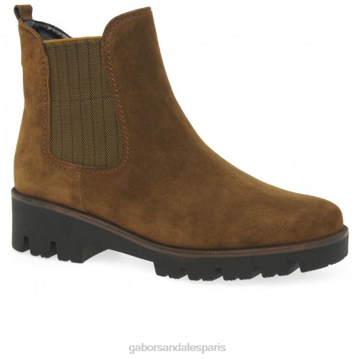 femmes Gabor daim cognac bottines chelsea newport chaussure 4LHL212