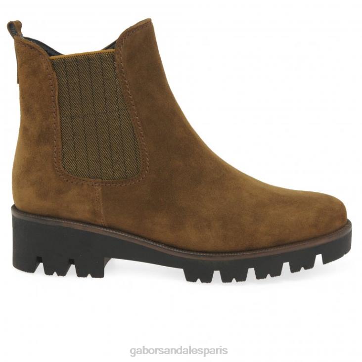 femmes Gabor daim cognac bottines chelsea newport chaussure 4LHL212