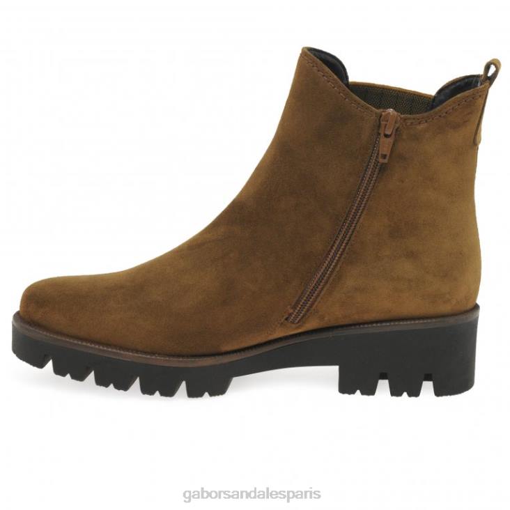 femmes Gabor daim cognac bottines chelsea newport chaussure 4LHL212