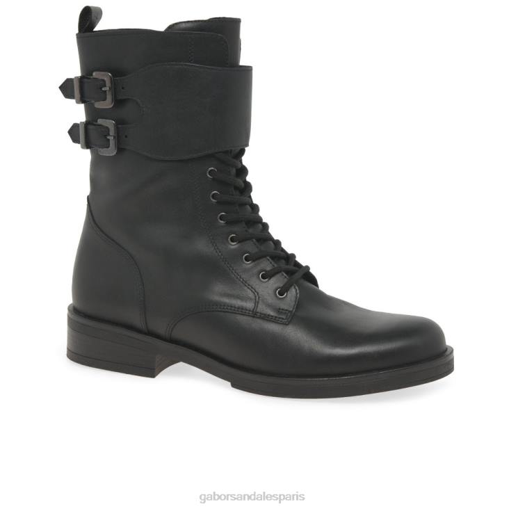 femmes Gabor noir bottes de motard arrière chaussure 4LHL237