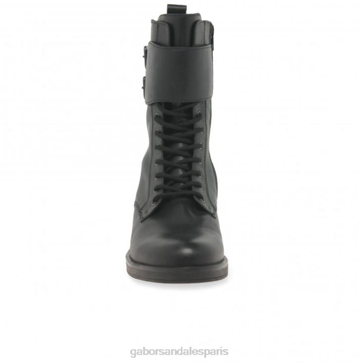 femmes Gabor noir bottes de motard arrière chaussure 4LHL237