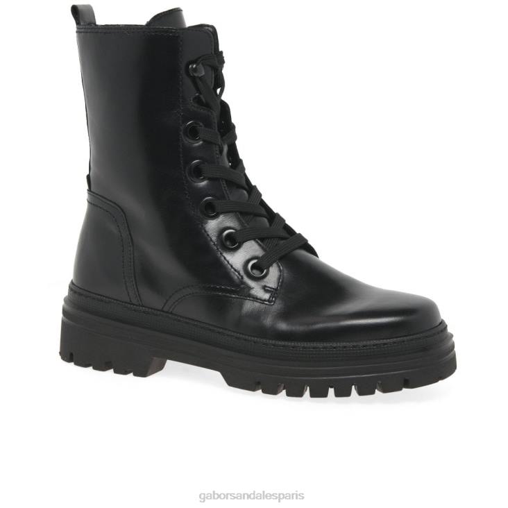 femmes Gabor noir bottes militaires de Gênes chaussure 4LHL234