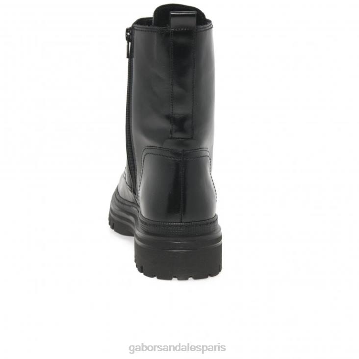 femmes Gabor noir bottes militaires de Gênes chaussure 4LHL234