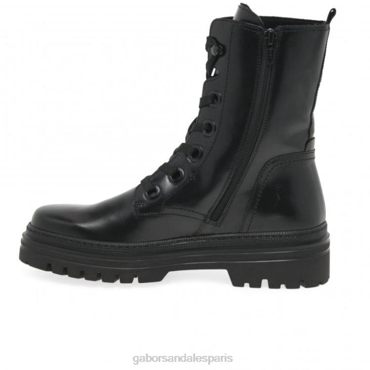 femmes Gabor noir bottes militaires de Gênes chaussure 4LHL234