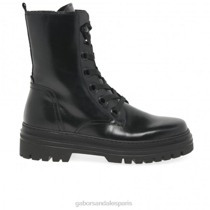 femmes Gabor noir bottes militaires de Gênes chaussure 4LHL234