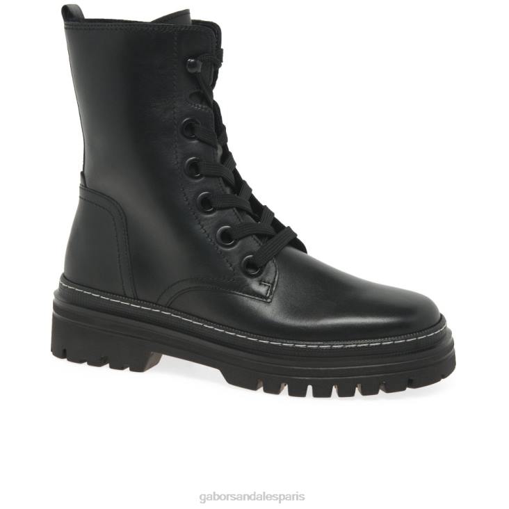 femmes Gabor point noir/blanc bottes militaires de Gênes chaussure 4LHL232