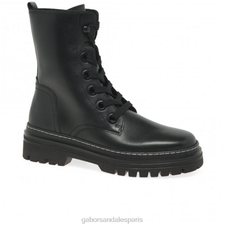femmes Gabor point noir/blanc bottes militaires de Gênes chaussure 4LHL232