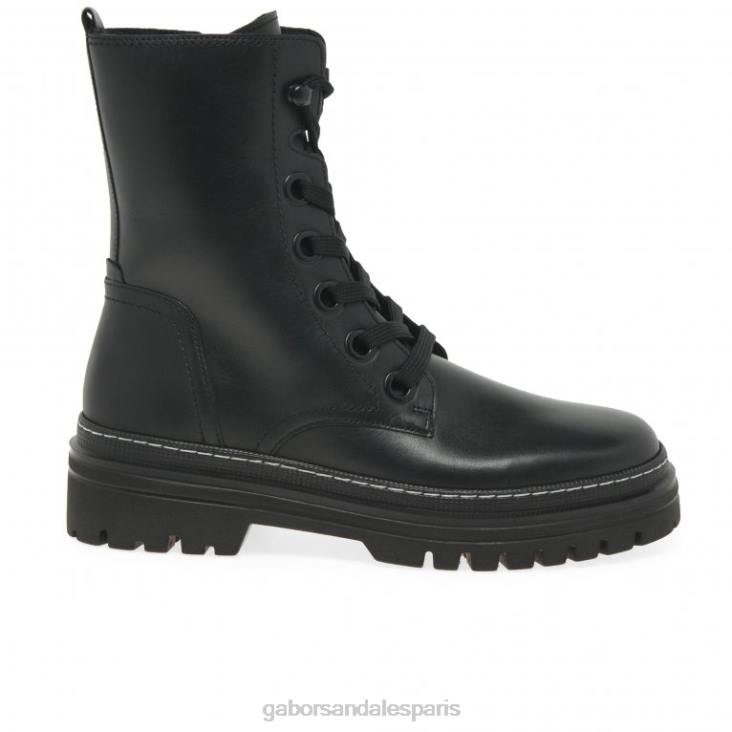 femmes Gabor point noir/blanc bottes militaires de Gênes chaussure 4LHL232