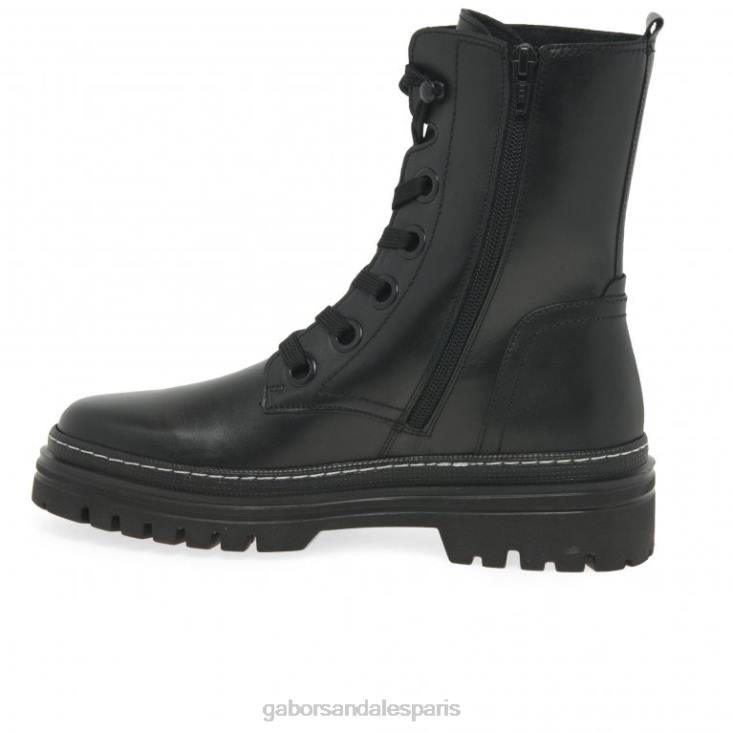 femmes Gabor point noir/blanc bottes militaires de Gênes chaussure 4LHL232