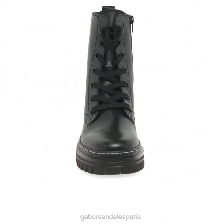 femmes Gabor point noir/blanc bottes militaires de Gênes chaussure 4LHL232