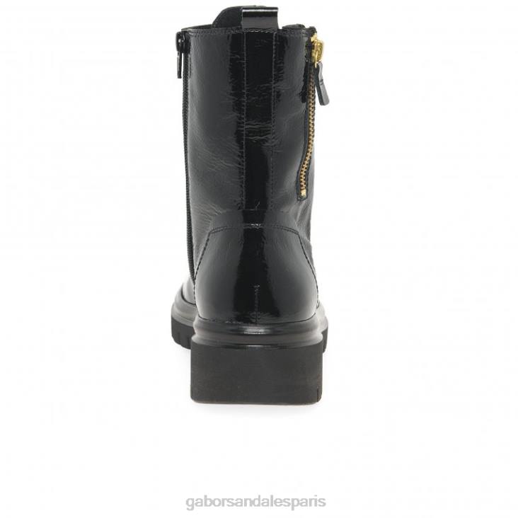 femmes Gabor vernis noir bottes de motard cottage chaussure 4LHL255