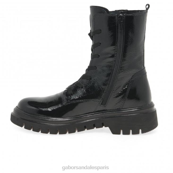 femmes Gabor vernis noir bottes de motard cottage chaussure 4LHL255