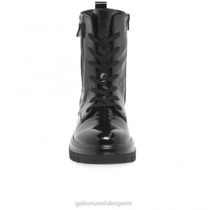 femmes Gabor vernis noir bottes de motard cottage chaussure 4LHL255