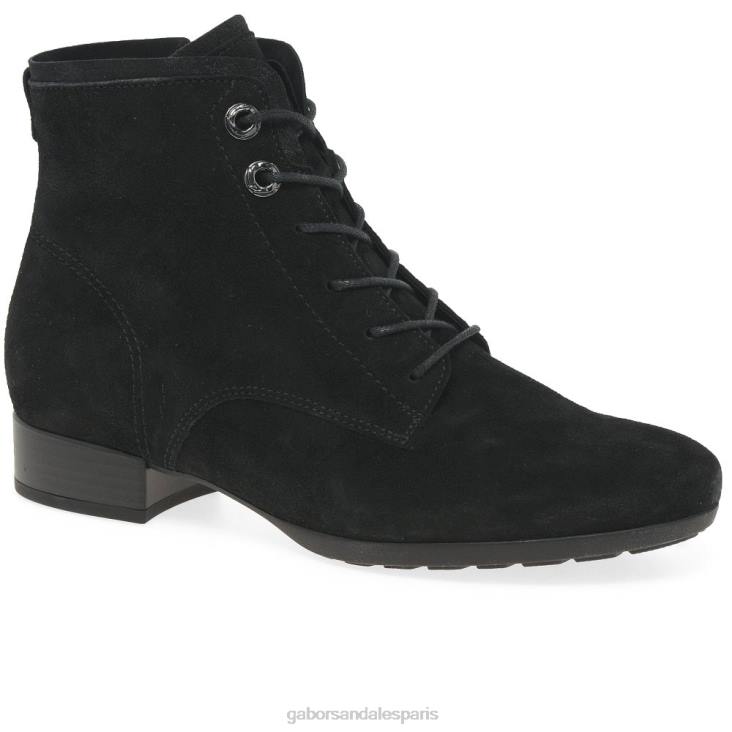 femmes Gabor Suède noir bottines bateau chaussure 4LHL214