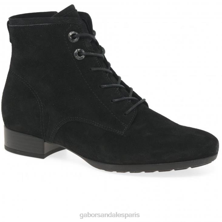 femmes Gabor Suède noir bottines bateau chaussure 4LHL214