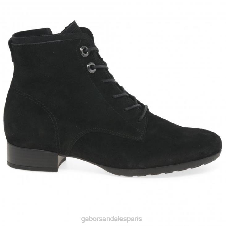 femmes Gabor Suède noir bottines bateau chaussure 4LHL214