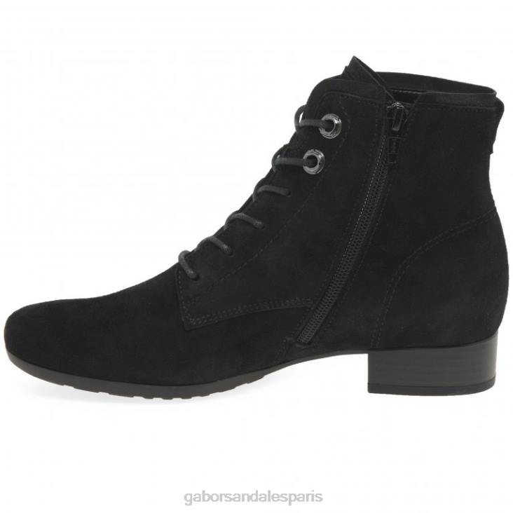 femmes Gabor Suède noir bottines bateau chaussure 4LHL214