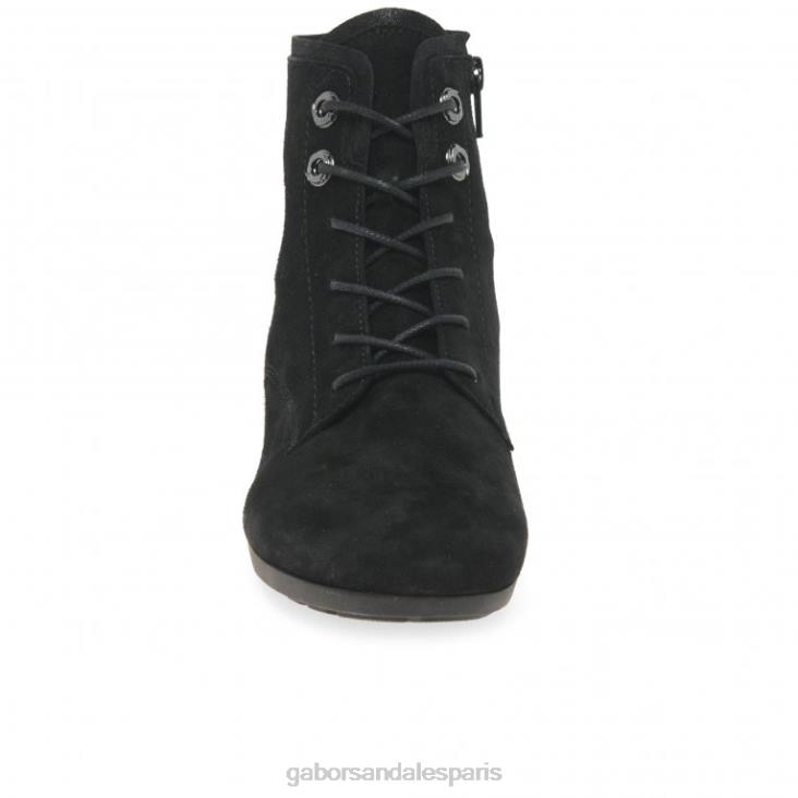 femmes Gabor Suède noir bottines bateau chaussure 4LHL214