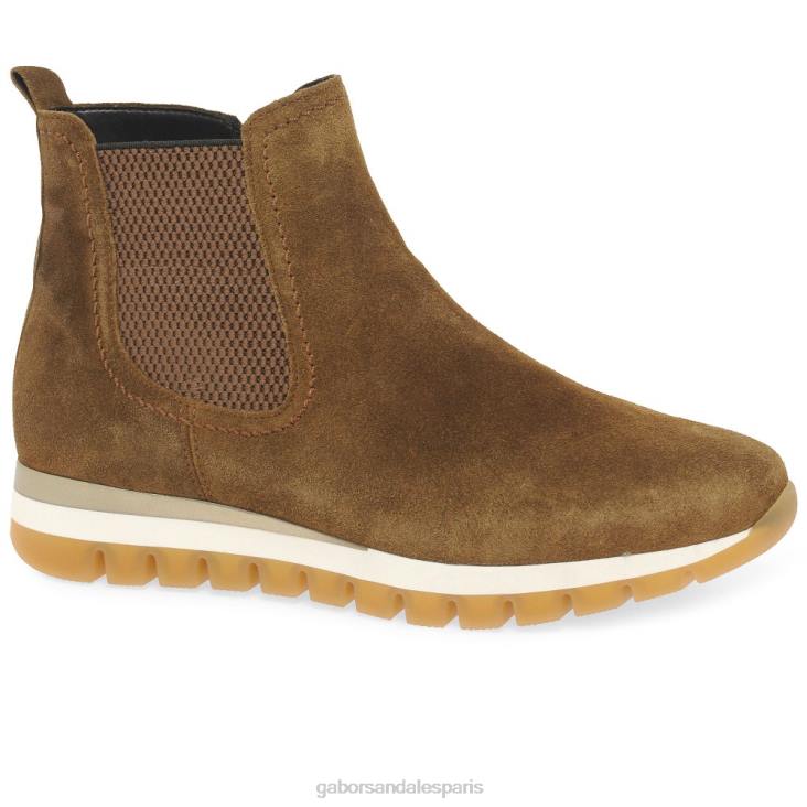 femmes Gabor daim cognac bottines caissières chaussure 4LHL227