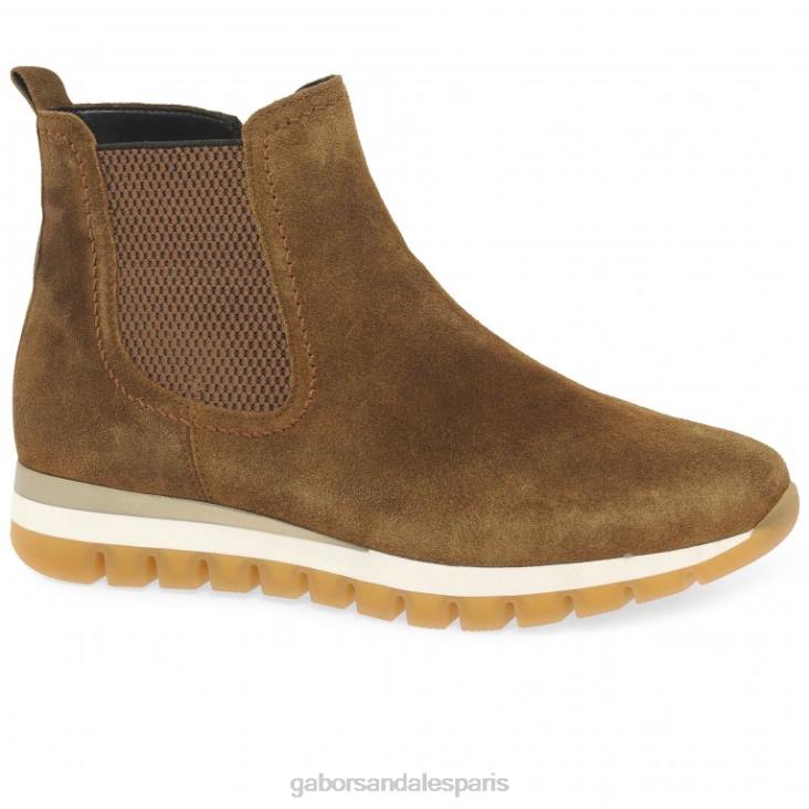 femmes Gabor daim cognac bottines caissières chaussure 4LHL227