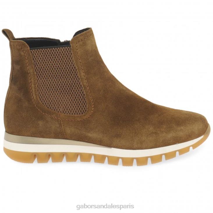 femmes Gabor daim cognac bottines caissières chaussure 4LHL227