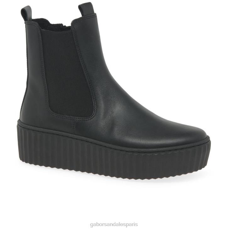 femmes Gabor noir bottes chelsea de décembre chaussure 4LHL205