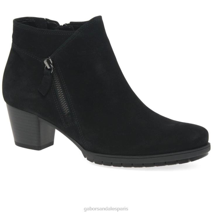 femmes Gabor nubuck noir bottines à fermeture zippée olivetti chaussure 4LHL186