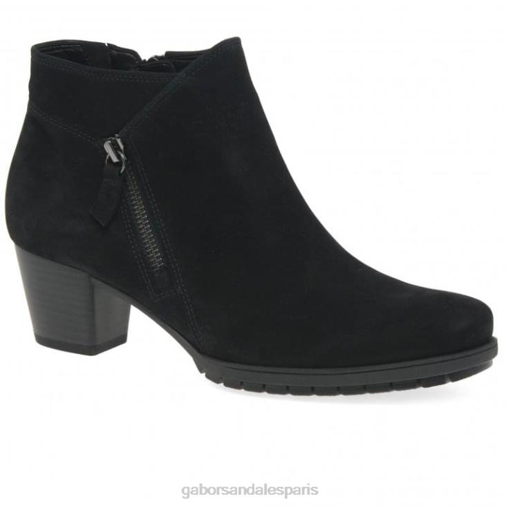 femmes Gabor nubuck noir bottines à fermeture zippée olivetti chaussure 4LHL186