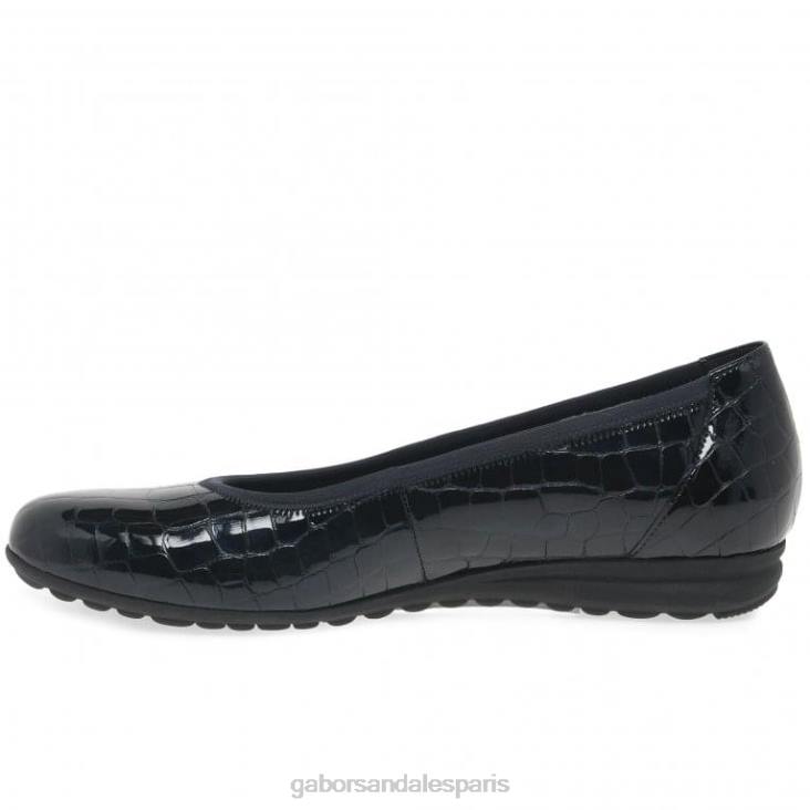 femmes Gabor brevet de crocodile océanique ballerines décontractées splash chaussure 4LHL104