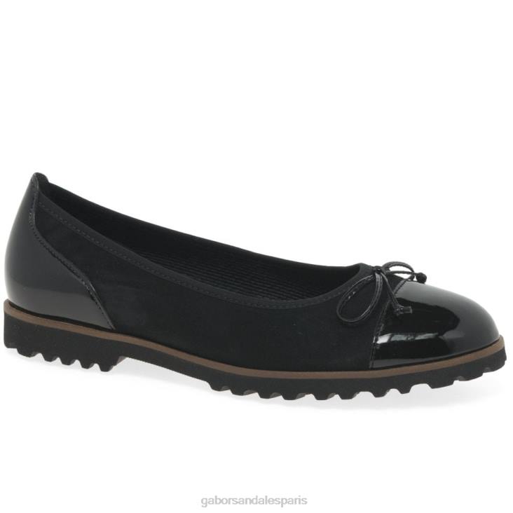 femmes Gabor daim noir/vernis SS21 chaussures décontractées tentation chaussure 4LHL15