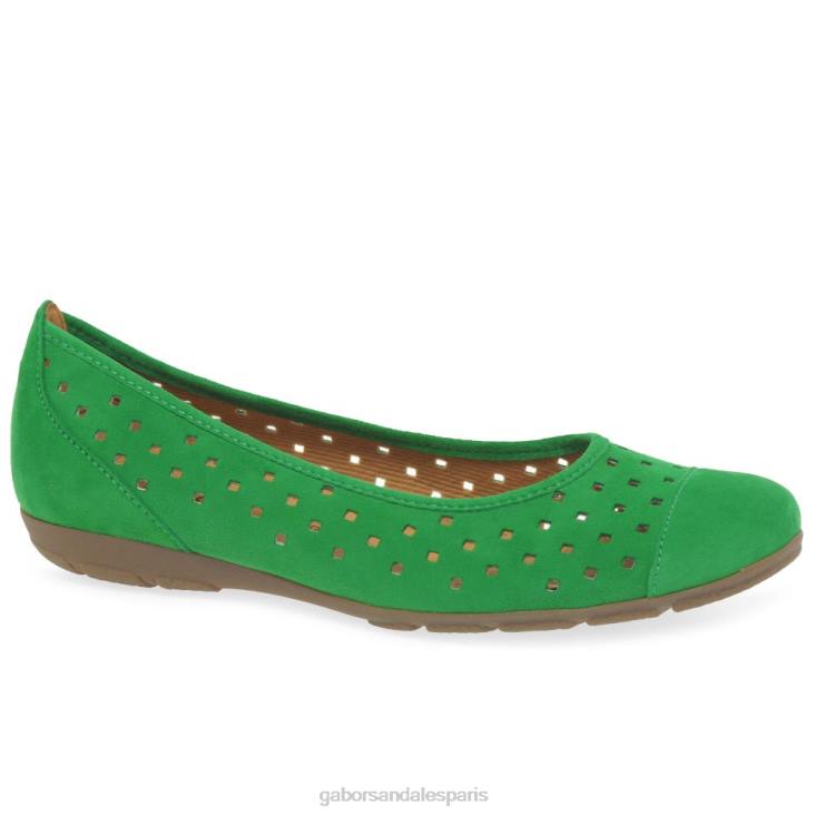 femmes Gabor daim vert chaussures décontractées à volants et détails perforés chaussure 4LHL4