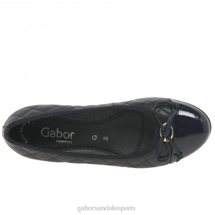 femmes Gabor marine/brevet ballerines perce-neige chaussure 4LHL13