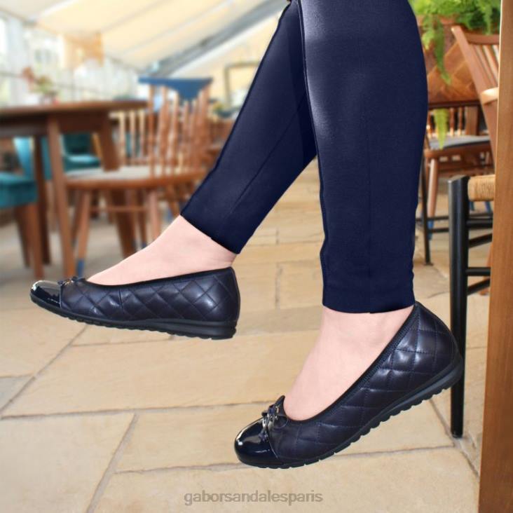 femmes Gabor marine/brevet ballerines perce-neige chaussure 4LHL13