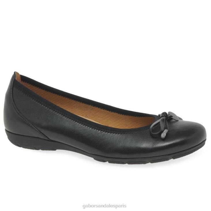 femmes Gabor noir ballerines à anneau chaussure 4LHL22