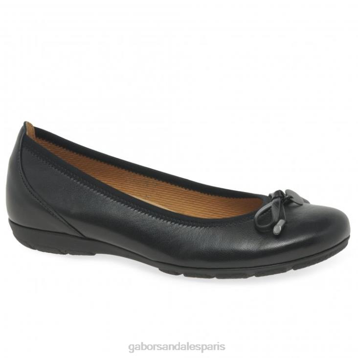 femmes Gabor noir ballerines à anneau chaussure 4LHL22