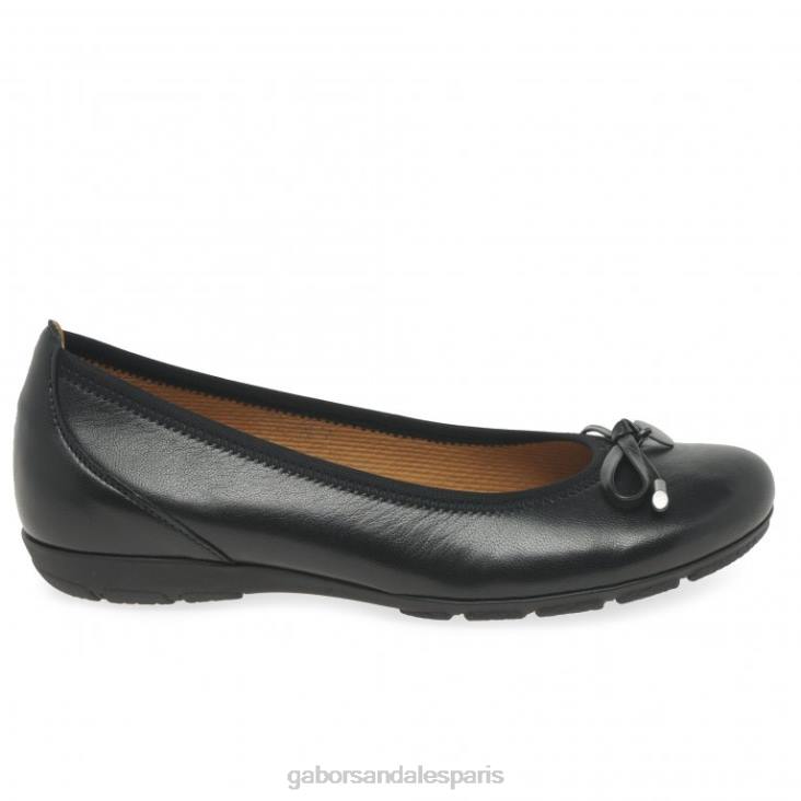 femmes Gabor noir ballerines à anneau chaussure 4LHL22