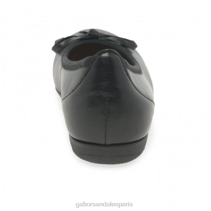 femmes Gabor noir ballerines à anneau chaussure 4LHL22