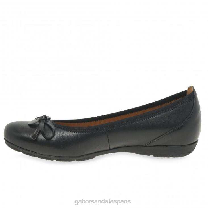 femmes Gabor noir ballerines à anneau chaussure 4LHL22
