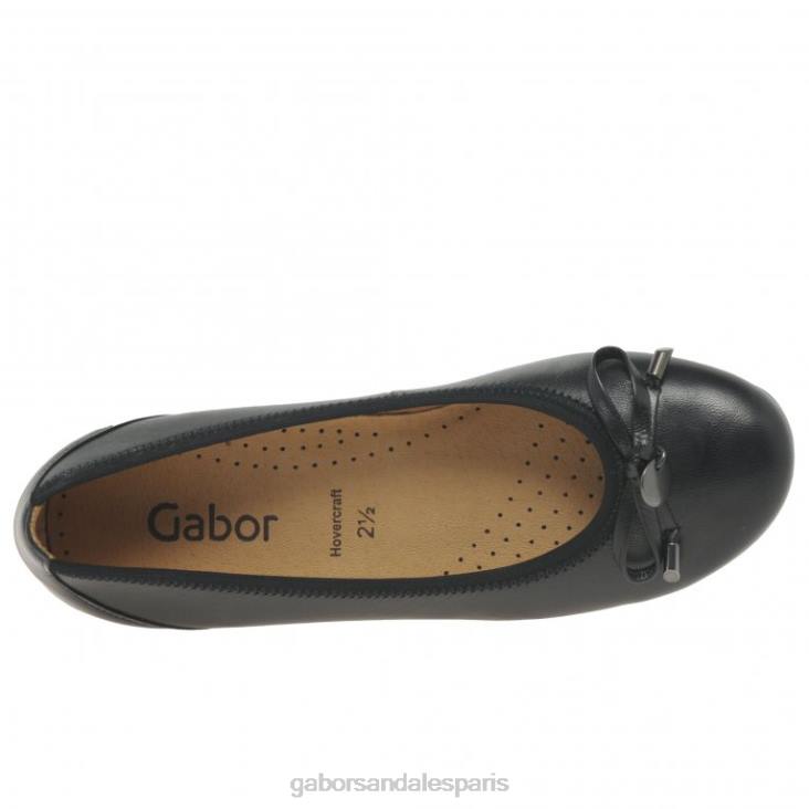 femmes Gabor noir ballerines à anneau chaussure 4LHL22