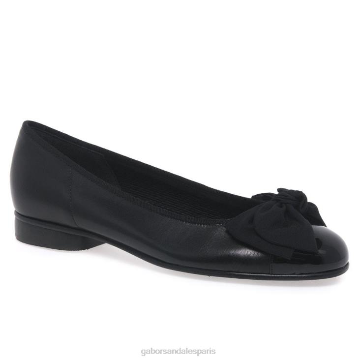 femmes Gabor noir ballerines à détails de nœuds Amy chaussure 4LHL10