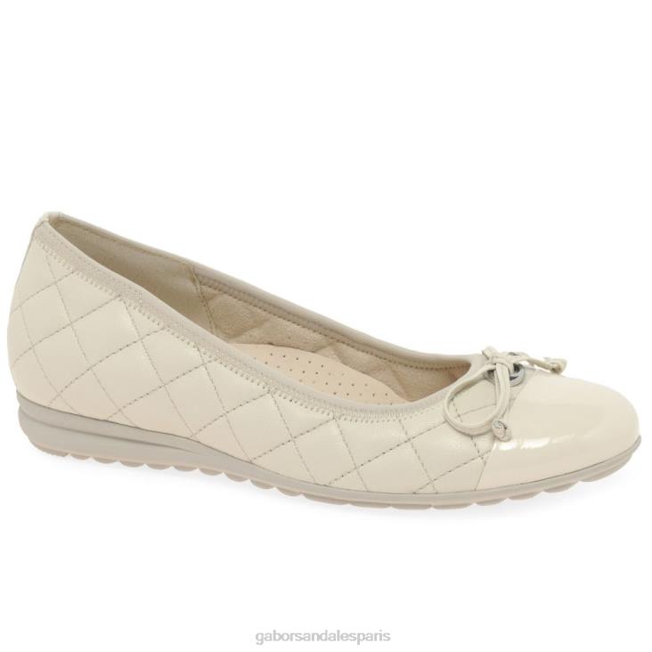 femmes Gabor panna/brevet ballerines perce-neige chaussure 4LHL12