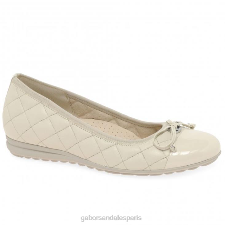 femmes Gabor panna/brevet ballerines perce-neige chaussure 4LHL12