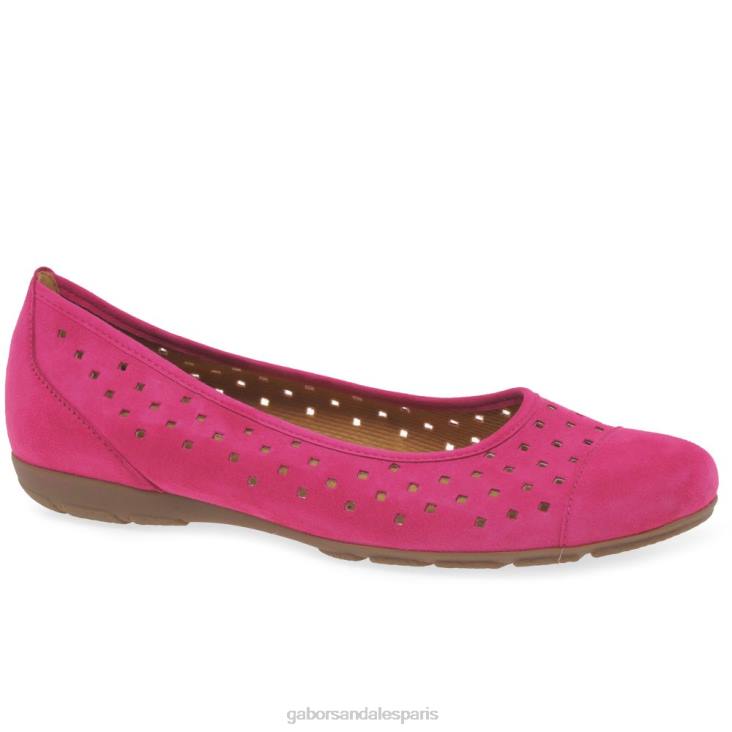 femmes Gabor daim rose chaussures décontractées à volants et détails perforés chaussure 4LHL5