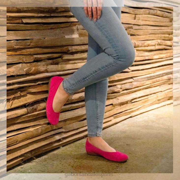 femmes Gabor daim rose chaussures décontractées à volants et détails perforés chaussure 4LHL5