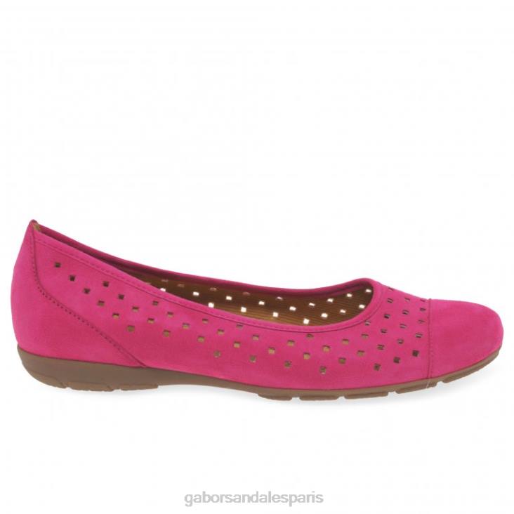 femmes Gabor daim rose chaussures décontractées à volants et détails perforés chaussure 4LHL5