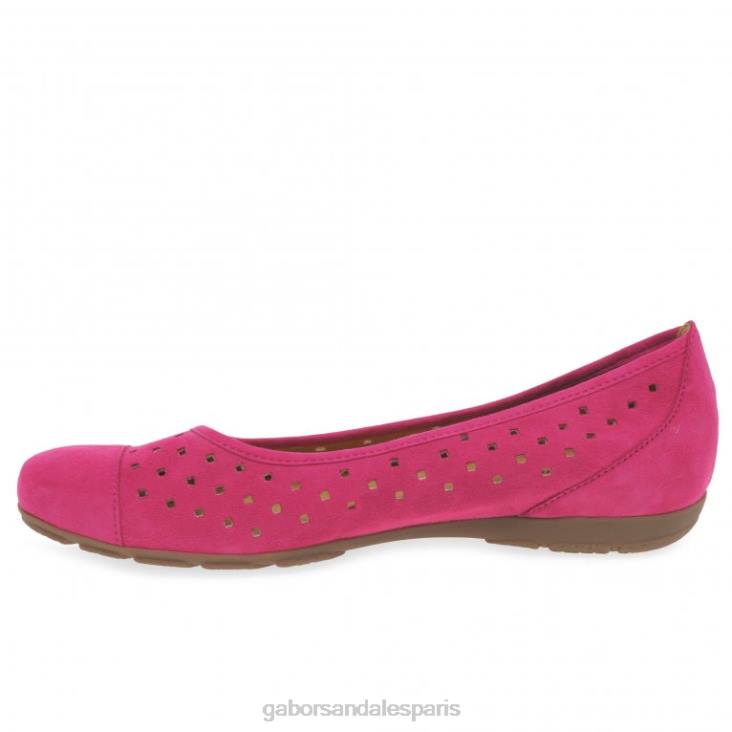 femmes Gabor daim rose chaussures décontractées à volants et détails perforés chaussure 4LHL5