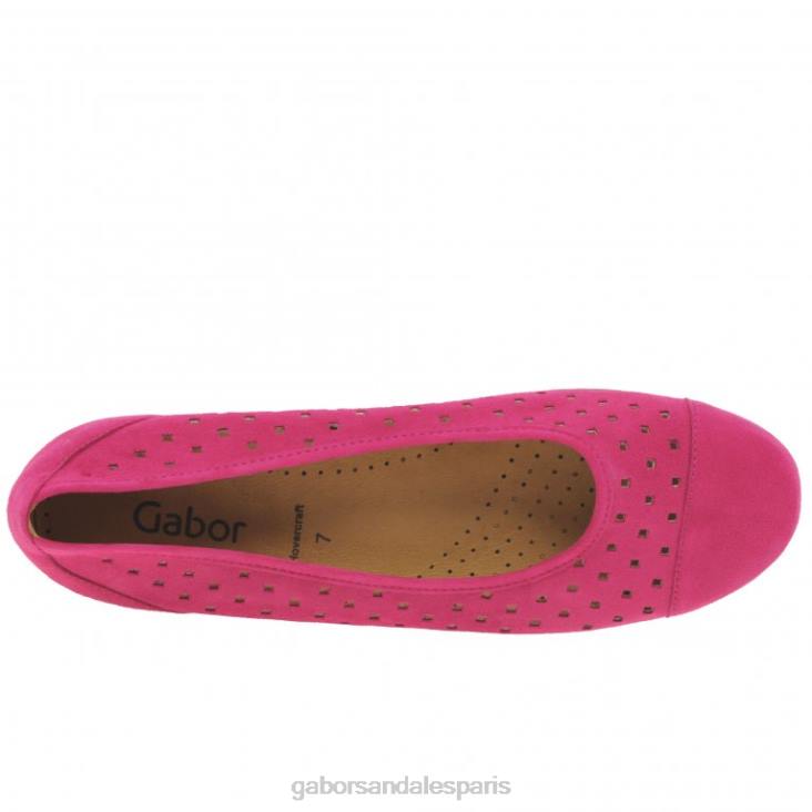 femmes Gabor daim rose chaussures décontractées à volants et détails perforés chaussure 4LHL5