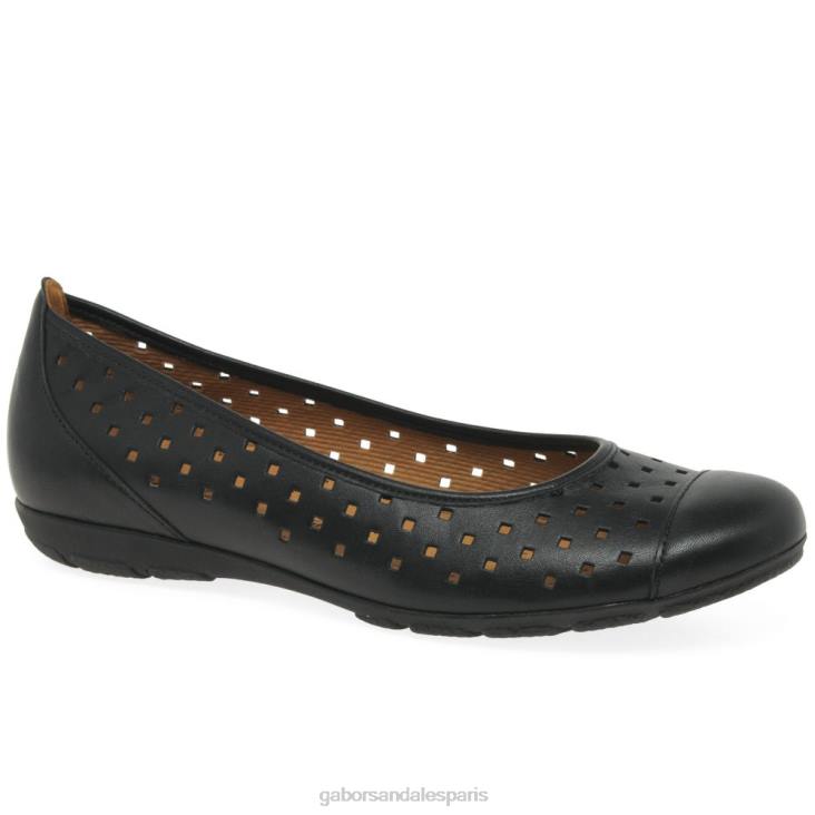 femmes Gabor noir chaussures décontractées à volants et détails perforés chaussure 4LHL80